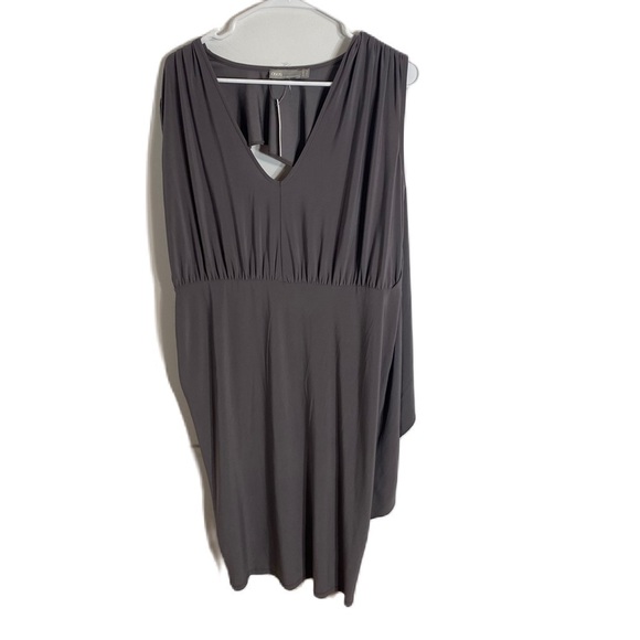 ASOS Curve Gray Dress Sz 14 Open Back V-neck Sleeveless Midi - Picture 1 of 5
